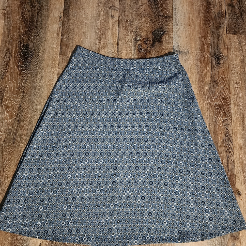 🔴 Sag Harbor Blue Patterned A-Line Skirt